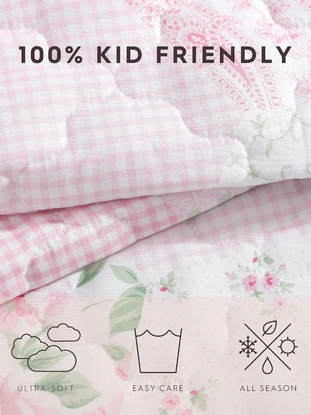 Kids - Full Quilt Set, Reversible Brushed Microfiber Bedding with Matching Pillo